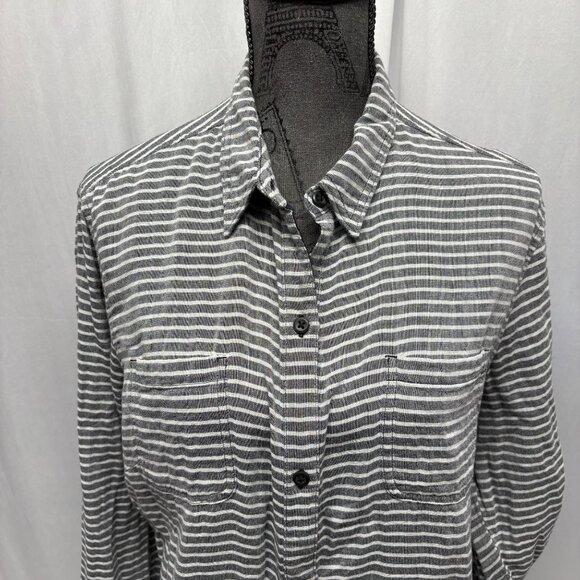 Riders By Lee Striped Button Up Shirt Womens Size Large Long Sleeve Cotton Comfy - Picture 2 of 9